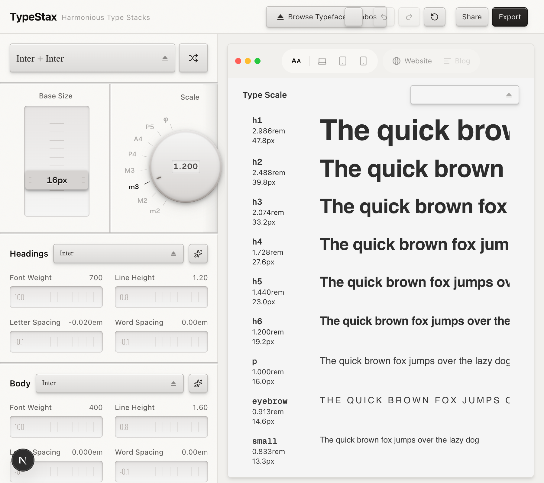TypeStax. Every knob, bolt, and groove here is CSS and SVG, described out loud and refined in conversation. Not one reference image.